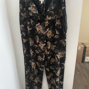 Nordstrom Elegant Black and Gold Patterned Trousers